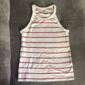 Madewell Cozy High Neck Red Striped Tank